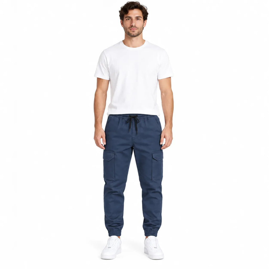 Dark Navy Rib Six pocket jogger | Relaxed Fit Casual Pants