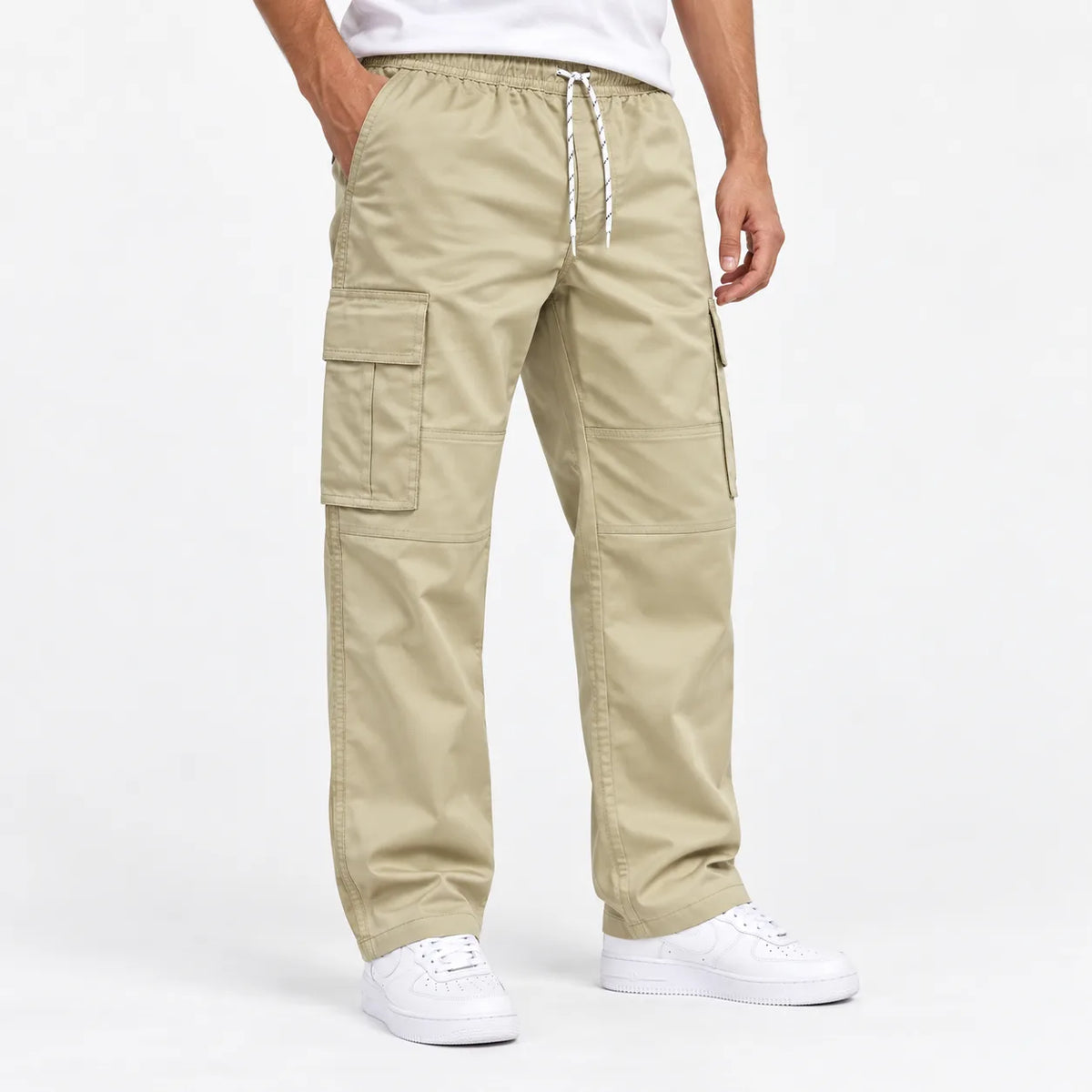 Camel Full Baggy Cargo Trousers