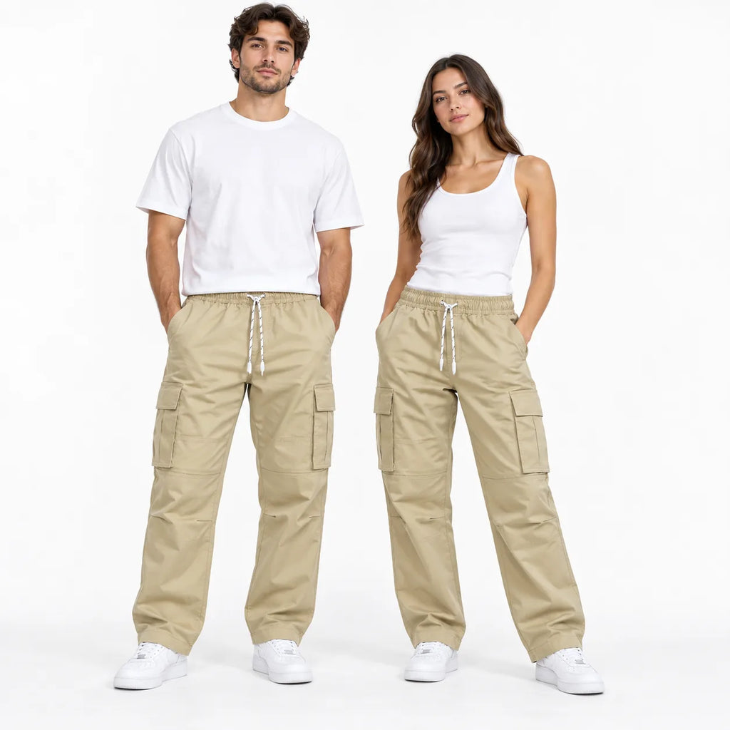 Camel Full Baggy Cargo Trousers