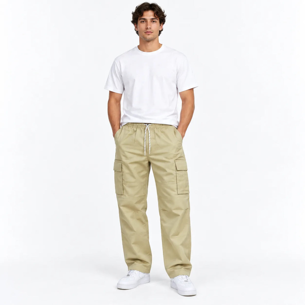 Camel Full Baggy Cargo Trousers