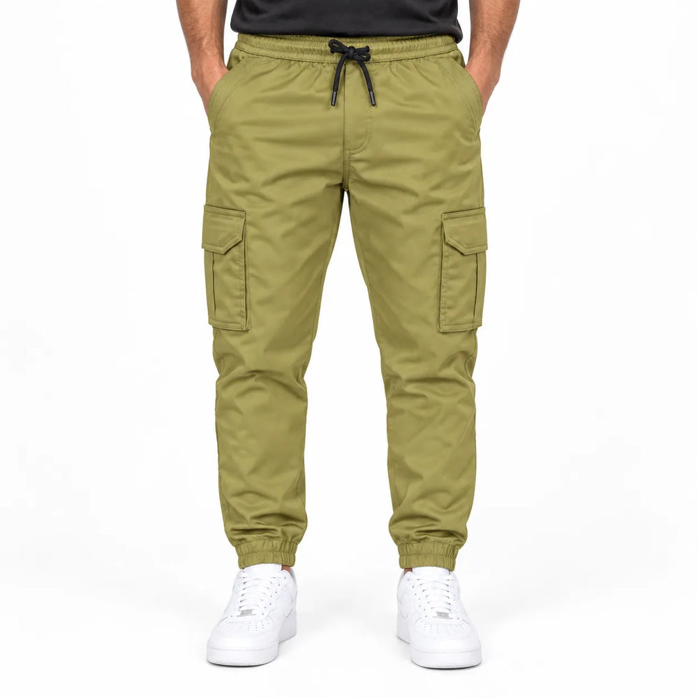 Olive Khaki Rib Six pocket jogger | Relaxed Fit Casual Pants