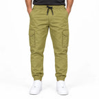 Olive Khaki Rib Six pocket jogger | Relaxed Fit Casual Pants