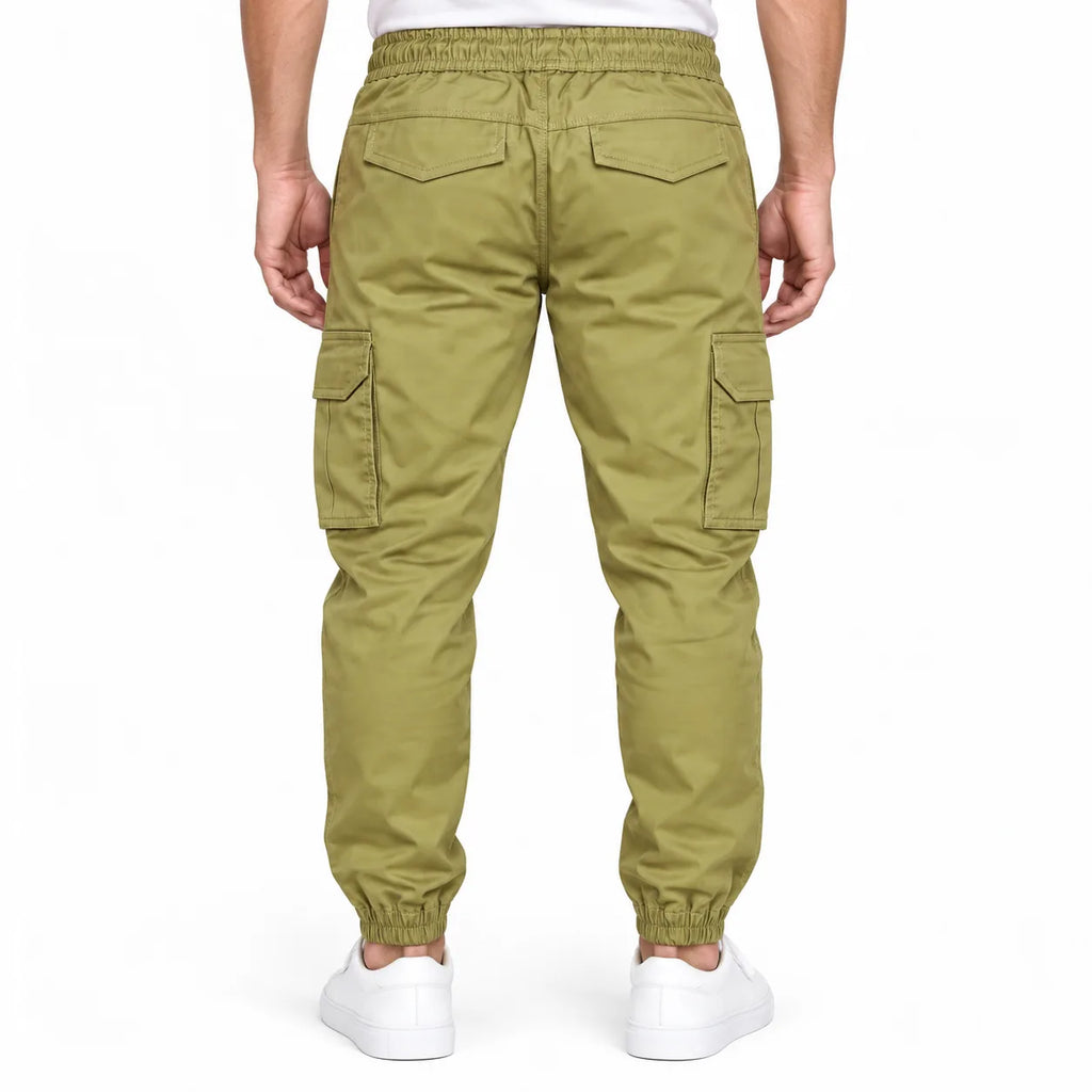 Olive Khaki Rib Six pocket jogger | Relaxed Fit Casual Pants