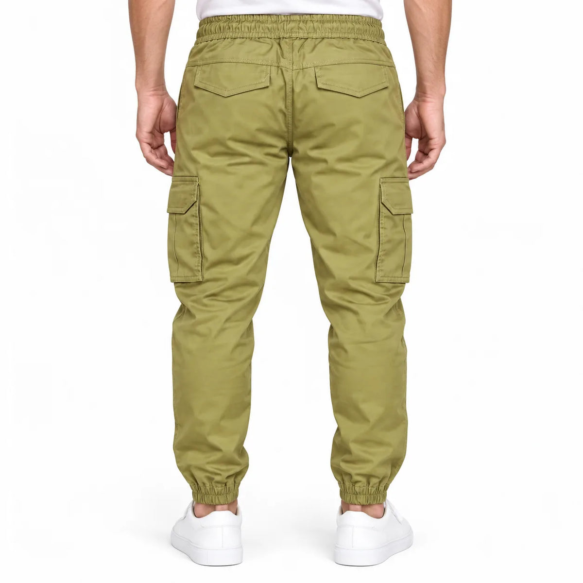 Olive Khaki Rib Six pocket jogger | Relaxed Fit Casual Pants
