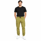 Olive Khaki Rib Six pocket jogger | Relaxed Fit Casual Pants