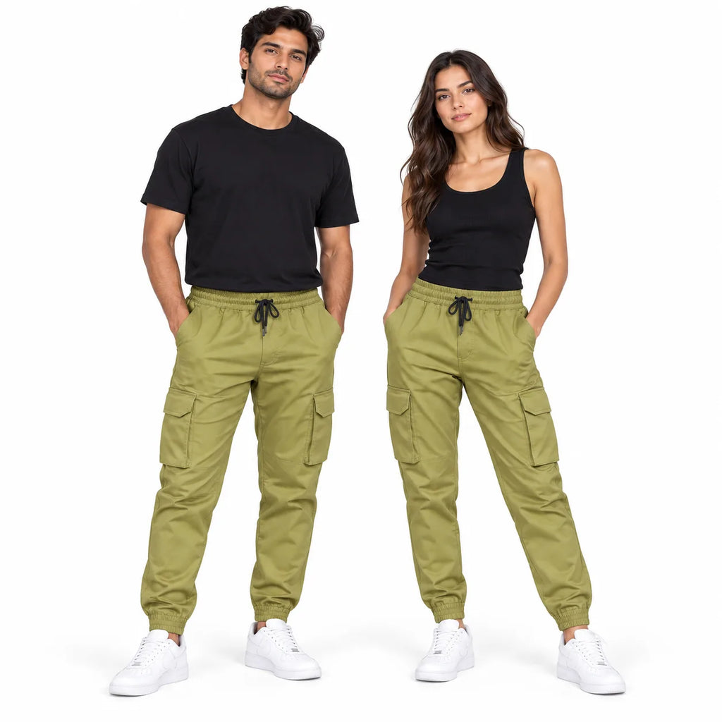 Olive Khaki Rib Six pocket jogger | Relaxed Fit Casual Pants