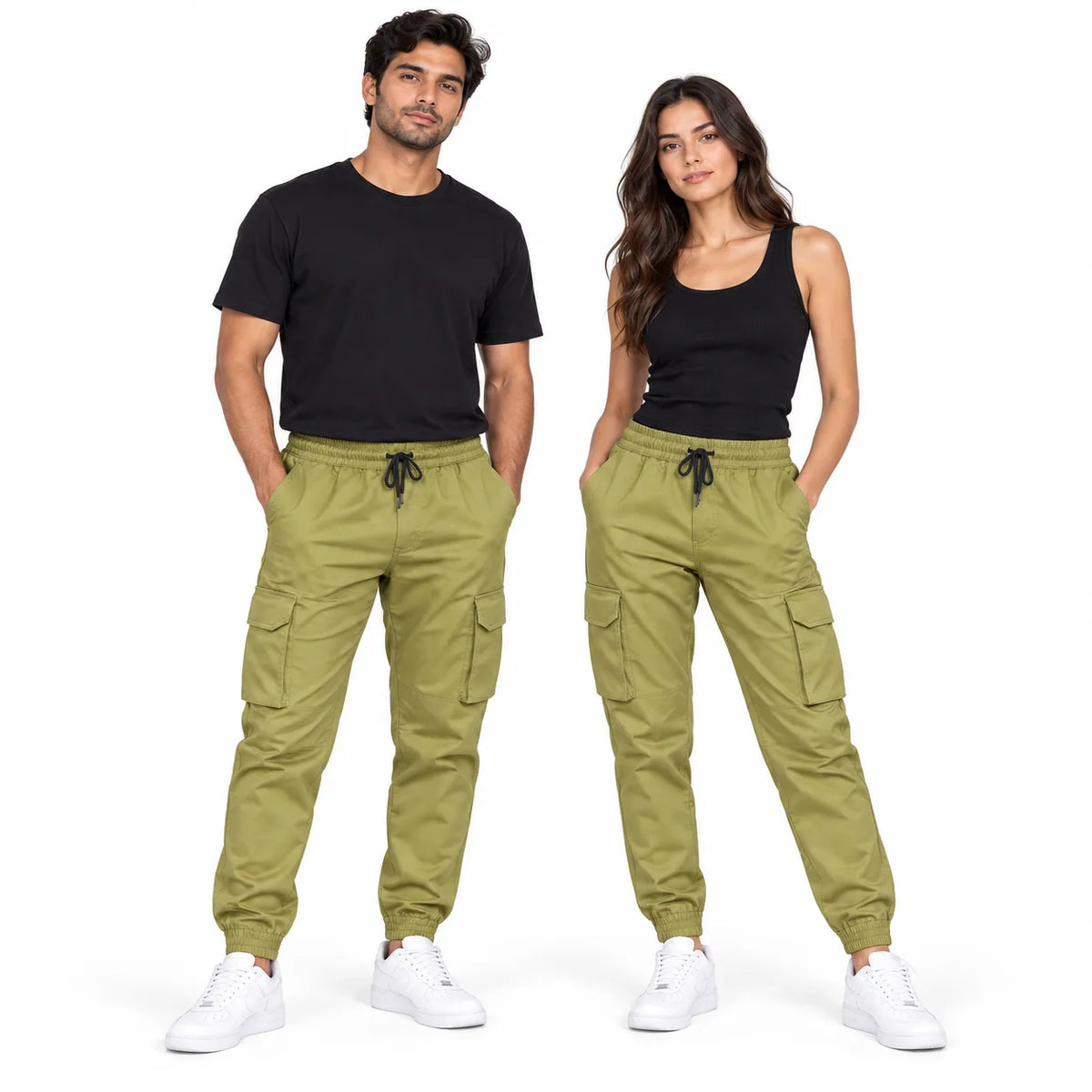 Olive Khaki Rib Six pocket jogger | Relaxed Fit Casual Pants