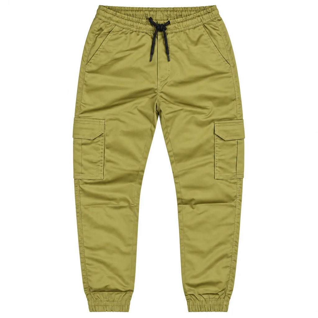 Olive Khaki Rib Six pocket jogger | Relaxed Fit Casual Pants