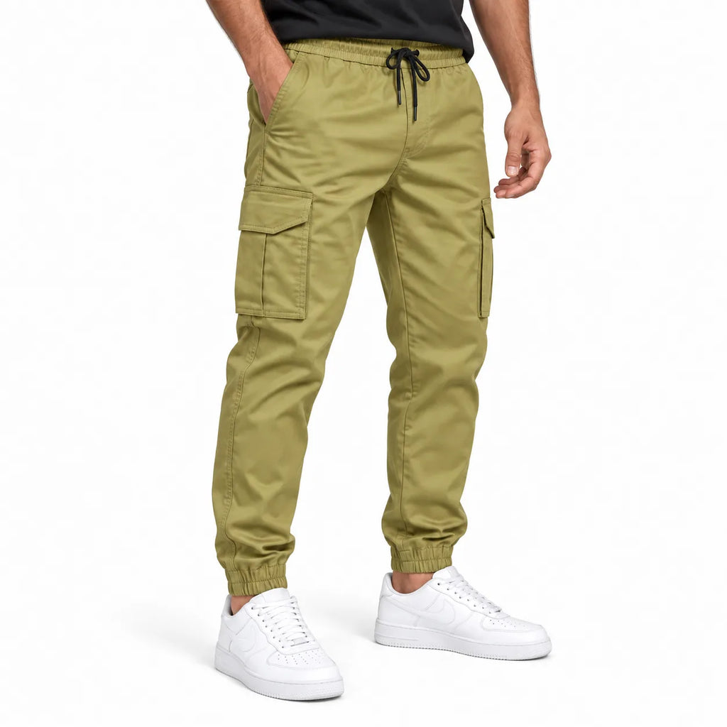 Olive Khaki Rib Six pocket jogger | Relaxed Fit Casual Pants