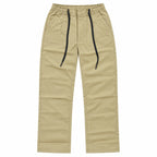 Beige Semi-Baggy Straight-Leg Drawstring Trousers | Relaxed Fit Casual Pants