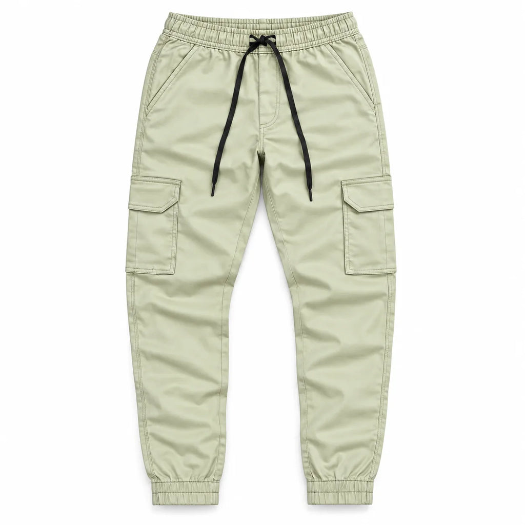 Off-White Khaki Rib Six pocket jogger | Relaxed Fit Casual Pants