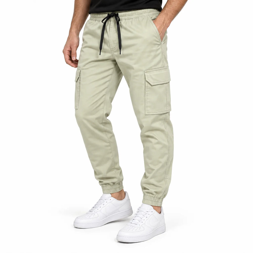 Off-White Khaki Rib Six pocket jogger | Relaxed Fit Casual Pants
