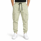 Off-White Khaki Rib Six pocket jogger | Relaxed Fit Casual Pants