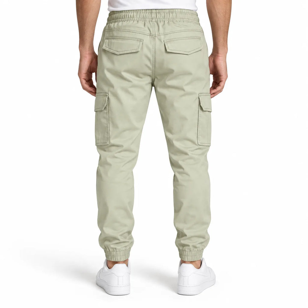 Off-White Khaki Rib Six pocket jogger | Relaxed Fit Casual Pants
