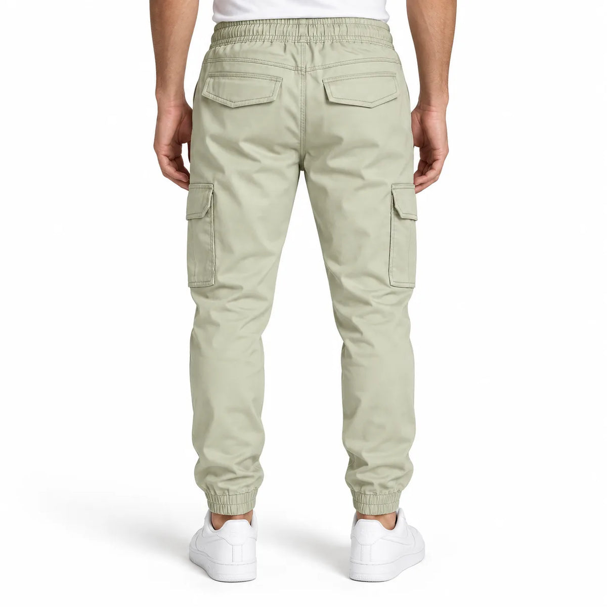 Off-White Khaki Rib Six pocket jogger | Relaxed Fit Casual Pants
