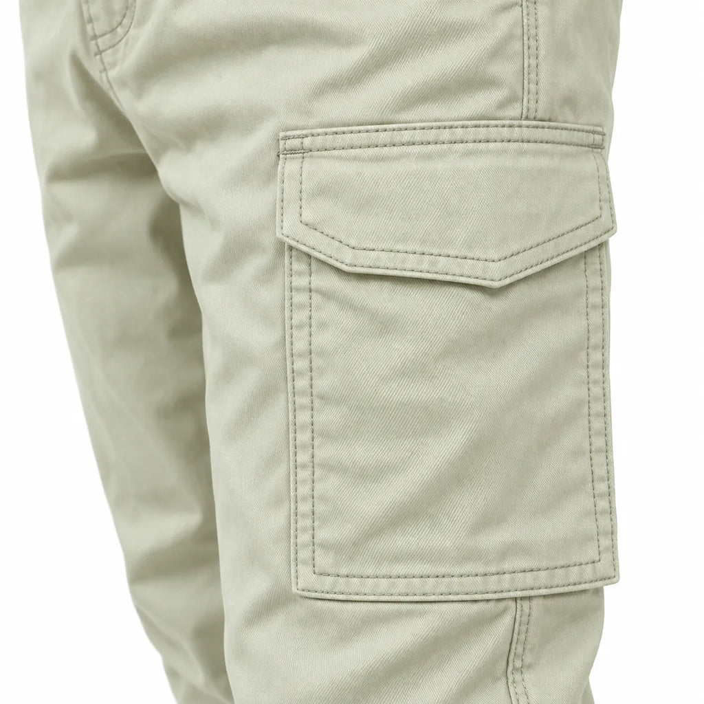 Off-White Khaki Rib Six pocket jogger | Relaxed Fit Casual Pants