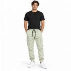 Off-White Khaki Rib Six pocket jogger | Relaxed Fit Casual Pants