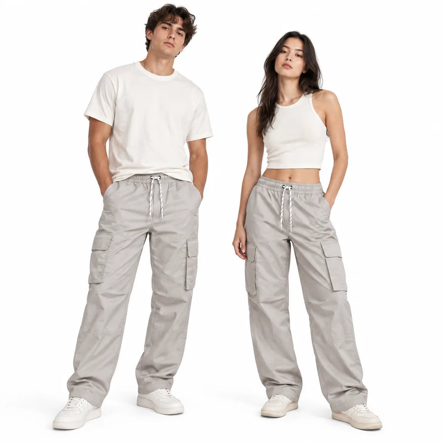 ASH GREY Full Baggy Cargo Trousers