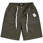 Cotton Twill Drawstring Shorts - Olive Brown