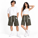 Cotton Twill Drawstring Shorts - Olive Brown