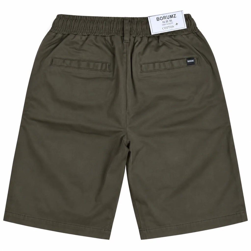 Cotton Twill Drawstring Shorts - Olive Brown