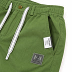 Cotton Twill Drawstring Shorts - Olive Green