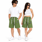 Cotton Twill Drawstring Shorts - Olive Green