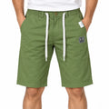 Cotton Twill Drawstring Shorts - Olive Green