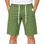 Cotton Twill Drawstring Shorts - Olive Green