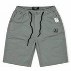 Cotton Twill Drawstring Shorts - Stone Grey