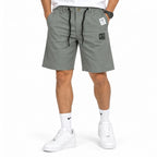Cotton Twill Drawstring Shorts - Stone Grey