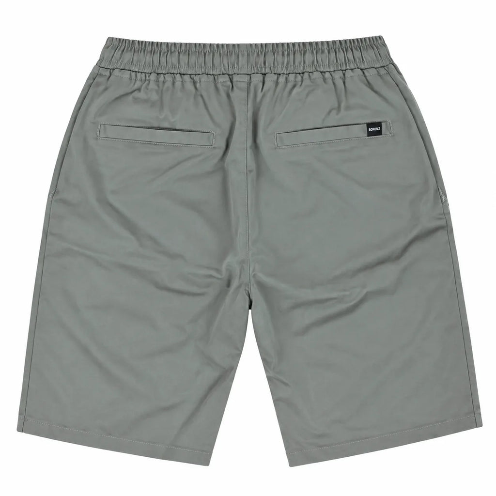 Cotton Twill Drawstring Shorts - Stone Grey