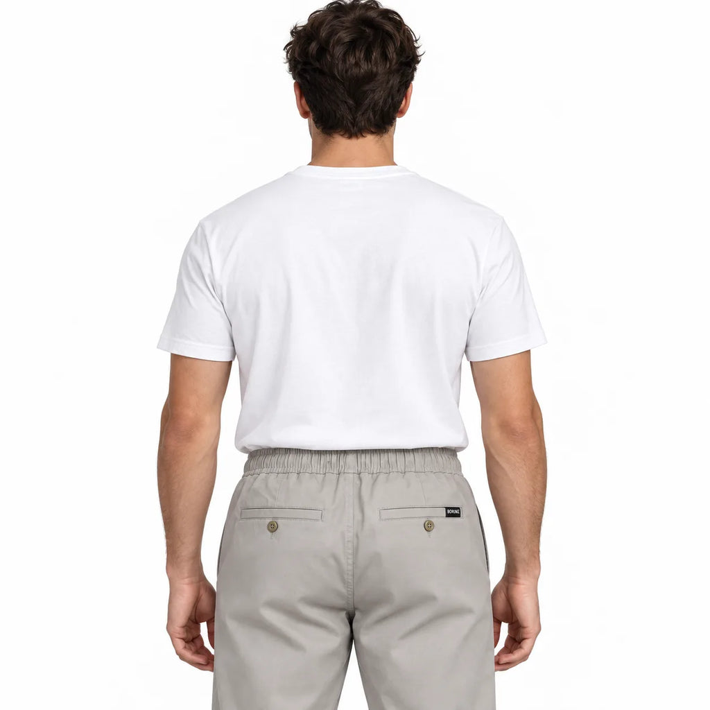 Light Stone Drawstring Cotton Trousers - Pants - Semi-Baggy