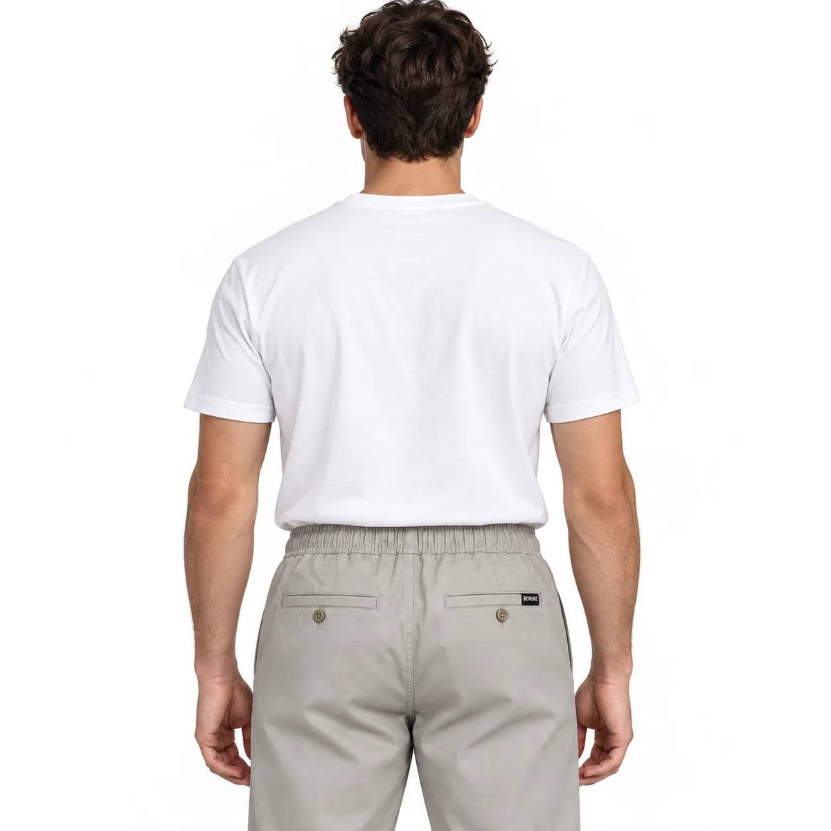 Light Stone Drawstring Cotton Trousers - Pants - Semi-Baggy