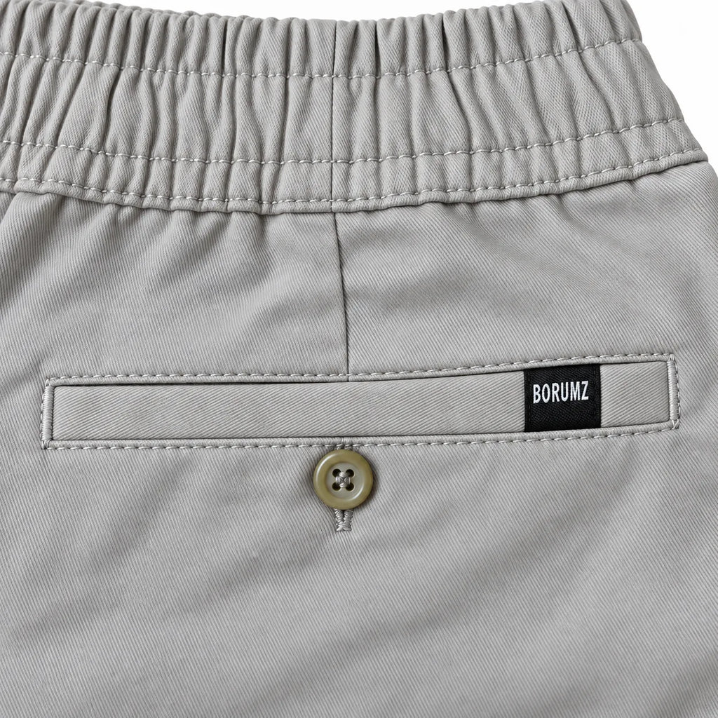 Light Stone Drawstring Cotton Trousers - Pants - Semi-Baggy