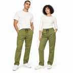 Olive Green Drawstring Cotton Trousers - Pants - Semi-Baggy