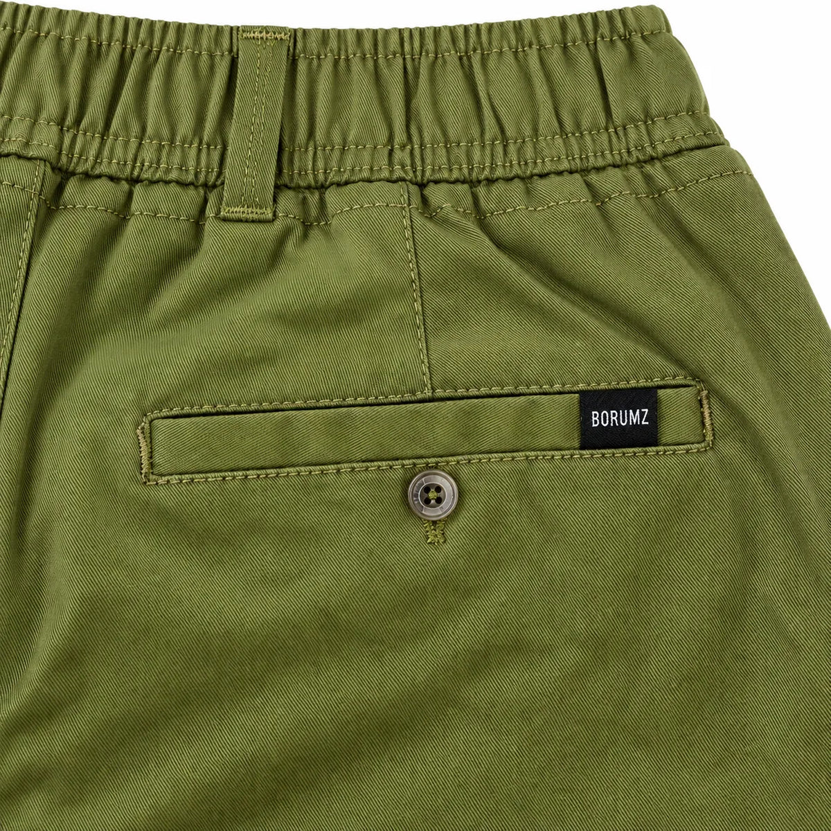 Olive Green Drawstring Cotton Trousers - Pants - Semi-Baggy