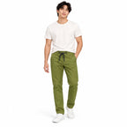 Olive Green Drawstring Cotton Trousers - Pants - Semi-Baggy
