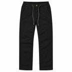 Black Drawstring Cotton Trousers - Pants - Semi-Baggy