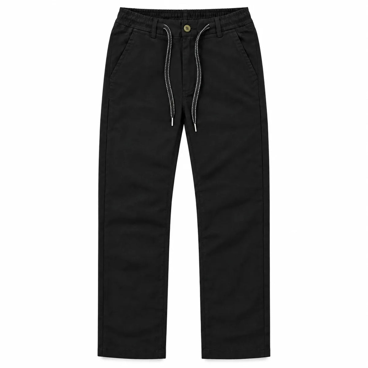 Black Drawstring Cotton Trousers - Pants - Semi-Baggy