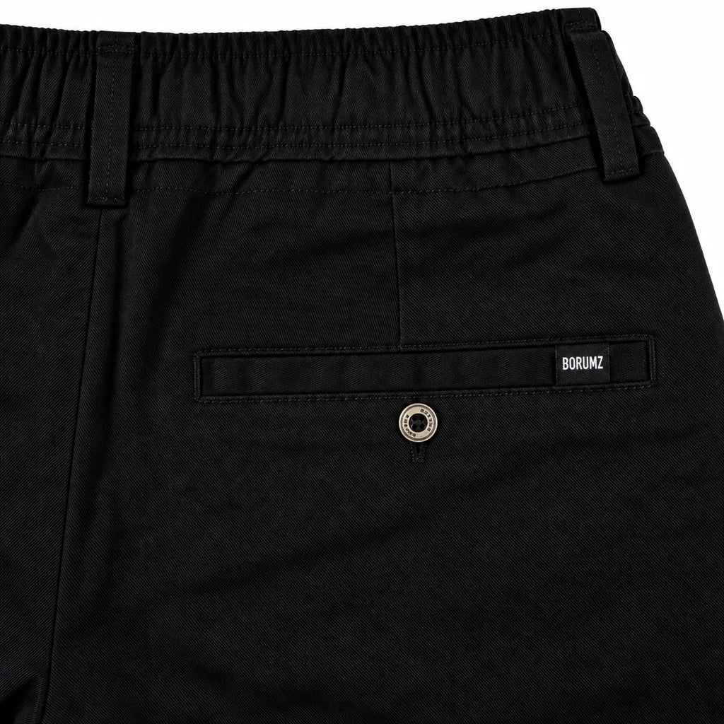 Black Drawstring Cotton Trousers - Pants - Semi-Baggy
