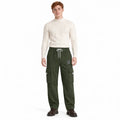 Dark Olive & Black Striped Cargo Joggers - Cotton Trousers