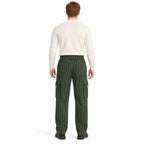 Dark Olive & Black Striped Cargo Joggers - Cotton Trousers