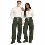 Dark Olive & Black Striped Cargo Joggers - Cotton Trousers