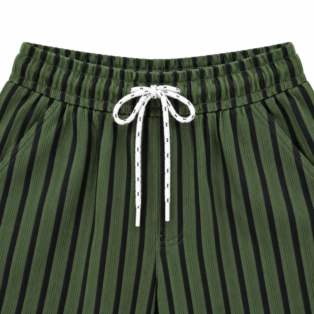 Dark Olive & Black Striped Cargo Joggers - Cotton Trousers