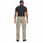 Dark Olive & Black Striped Cargo Joggers - Cotton Trousers