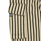 Dark Olive & Black Striped Cargo Joggers - Cotton Trousers