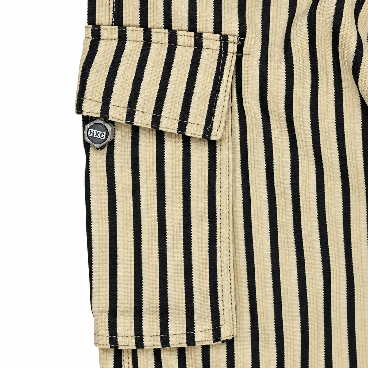 Dark Olive & Black Striped Cargo Joggers - Cotton Trousers