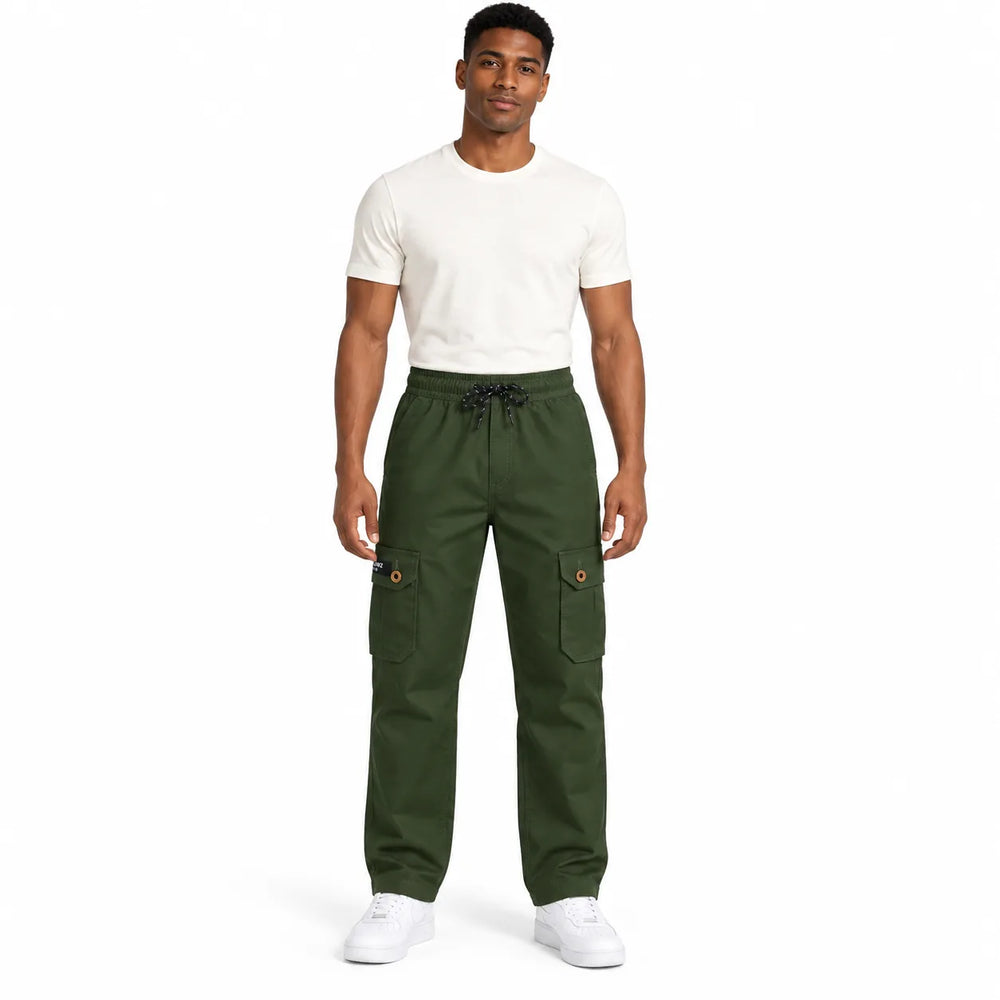 Dark Olive Cargo Pants - Cotton Trousers