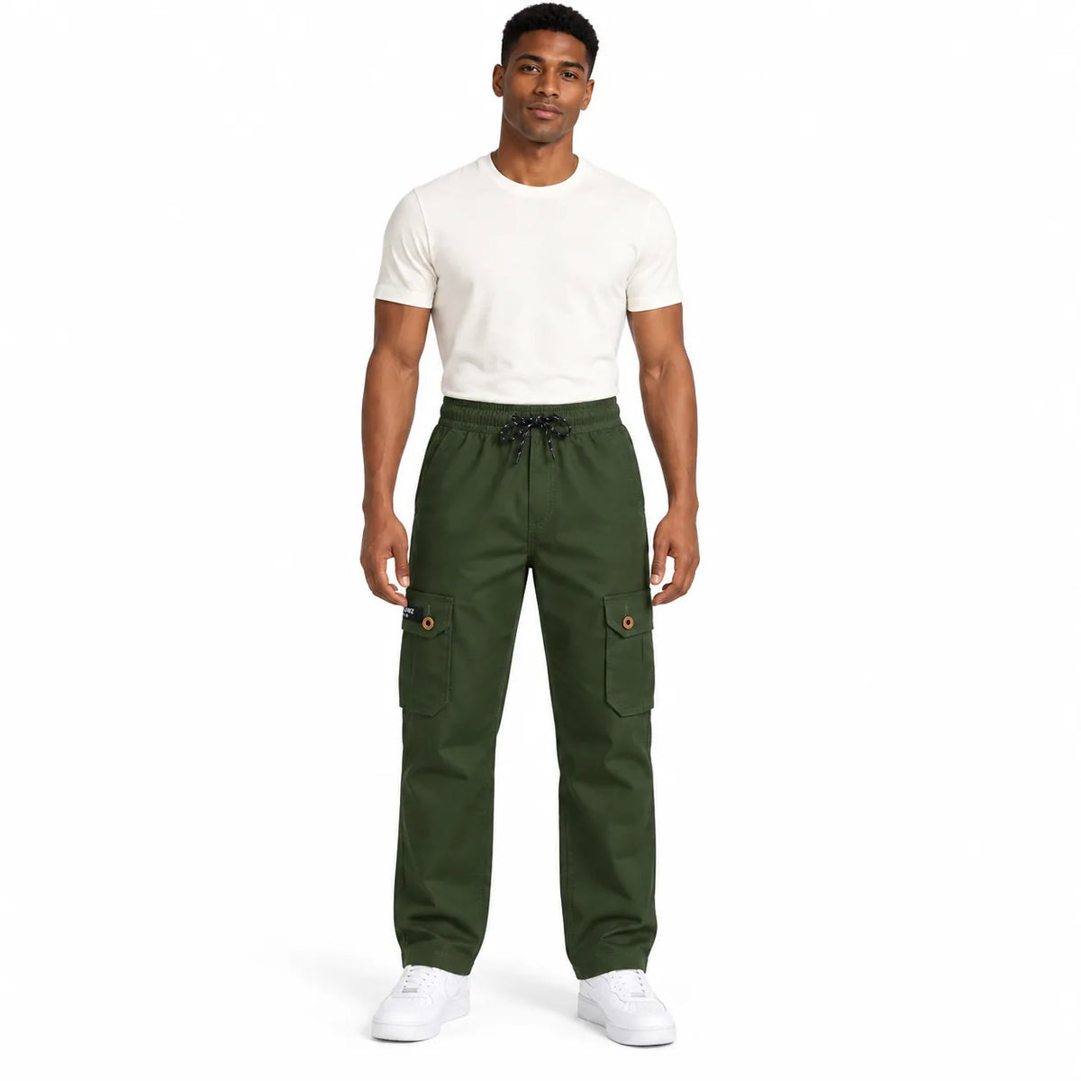 Dark Olive Cargo Pants - Cotton Trousers